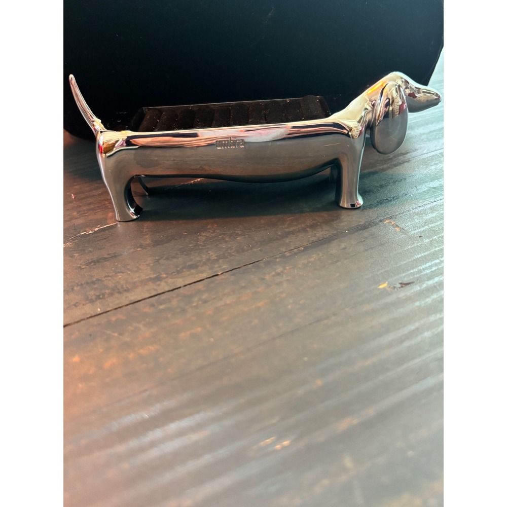 Umbra Dachshund Ring Holder Chrome Wiener Dog Jewelry Organizer Silver Tray